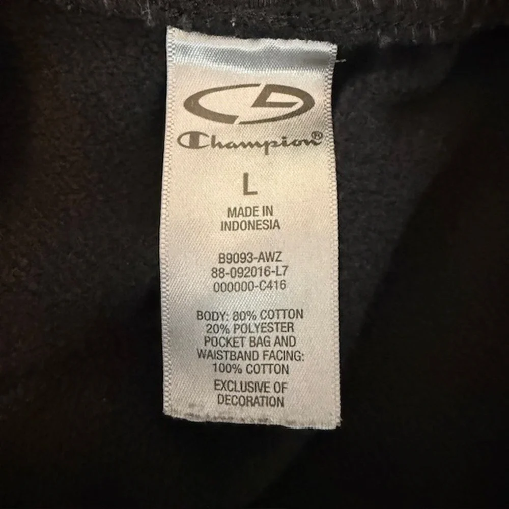 Champion Sportswear Club Fleece Sweatpants Straight‎ Leg Drawstring Black Large
